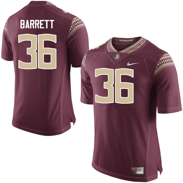 Men #36 Brandon Barrett Florida State Seminoles College Football Jerseys-Garnet - Click Image to Close